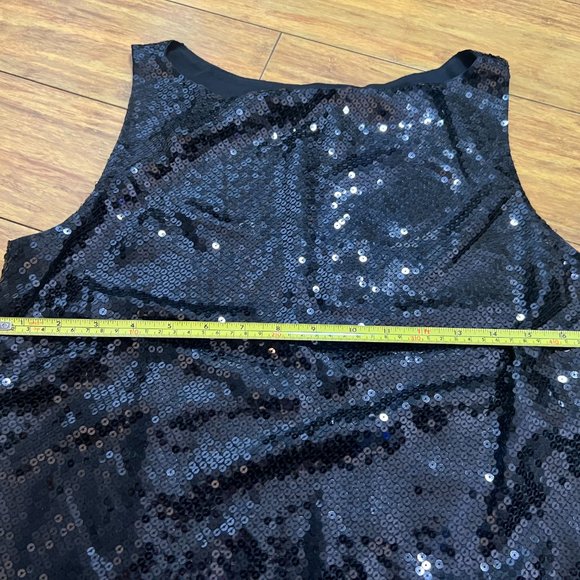 2-piece Black Sequin party mini dress, top size 8, skirt size 6, Ann Taylor - Picture 8 of 9